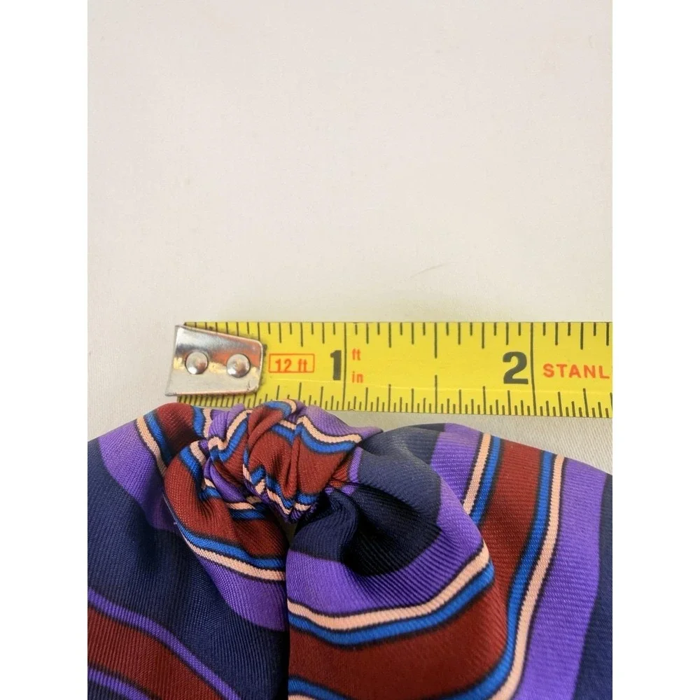 Vintage Symphony Scarfs Silk Bow Brooch Pin 70s Purple Stripe‎ Secretary USA